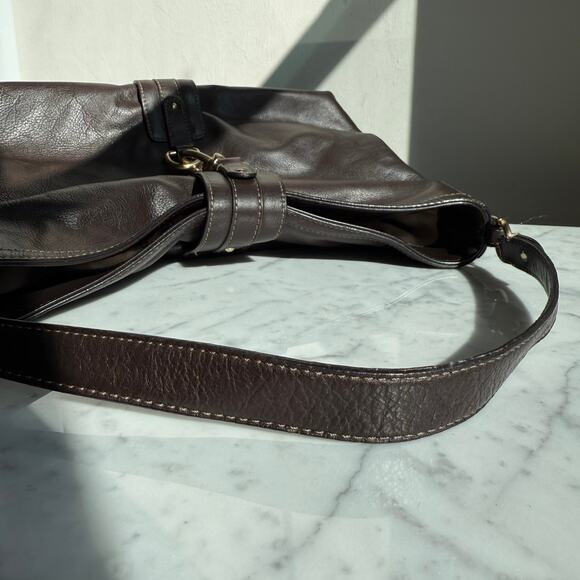 Ann Taylor Brown Shoulder Bag with Gold Ring Hardware Medium Tote Satchel - Picture 6 of 11